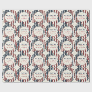 Vintage Americana 4th of July Patriotic Badge  Wrapping Paper