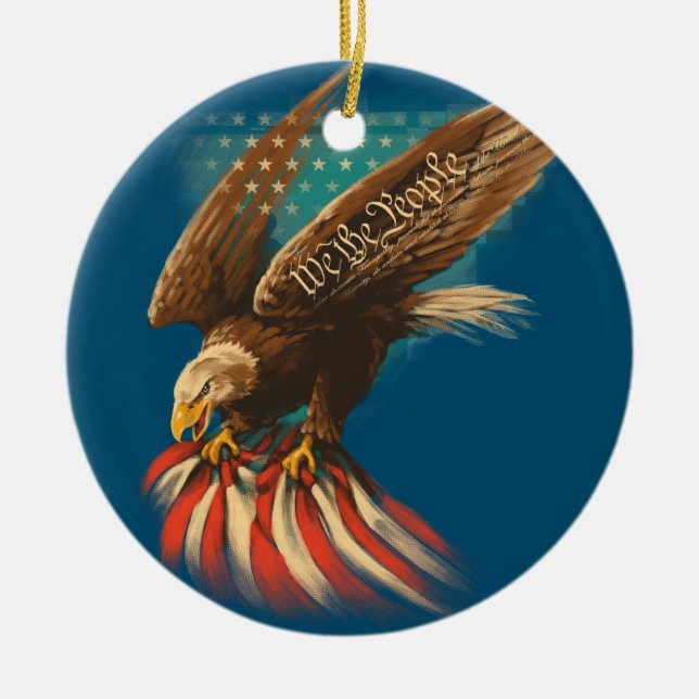 Vintage Americana Ceramic Ornament (Front)