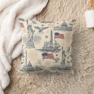 Vintage Americana Fireworks Scenic (2) Throw Pillow