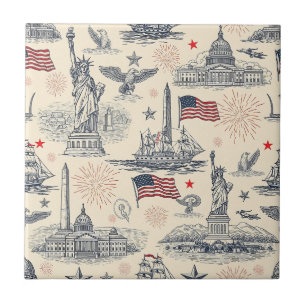 Vintage Americana Fireworks Scenic (2) Tile