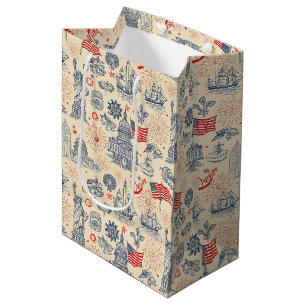 Vintage Americana Fireworks Scenic (3) Medium Gift Bag