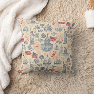 Vintage Americana Fireworks Scenic (3) Throw Pillow