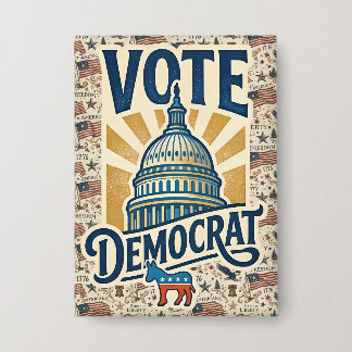 Vintage Americana Patriotic Folk Art Democrat Vote
