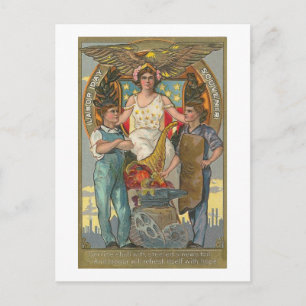 Vintage Americana Patriotic Labour Day  Postcard