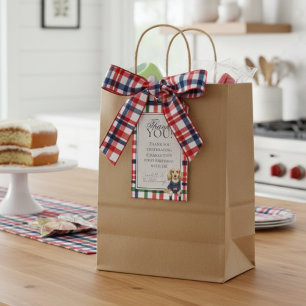 Vintage Americana Plaid Dachshund First Birthday Gift Tags