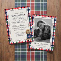 Vintage Americana Plaid Doodle Dog First Birthday