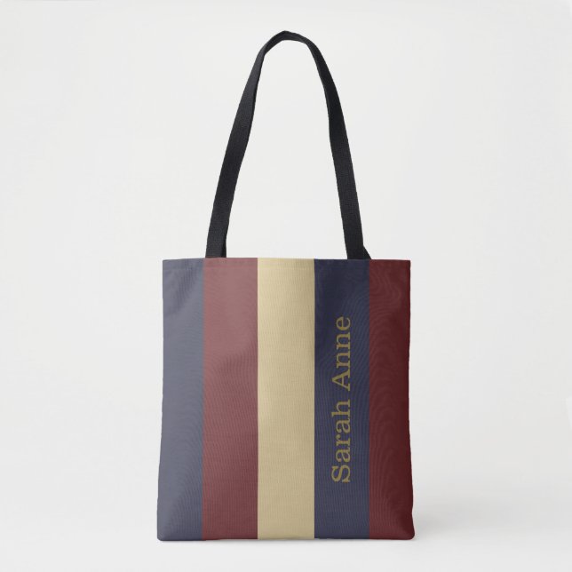 Vintage Americana Red White Blue Personalized Tote Bag (Front)
