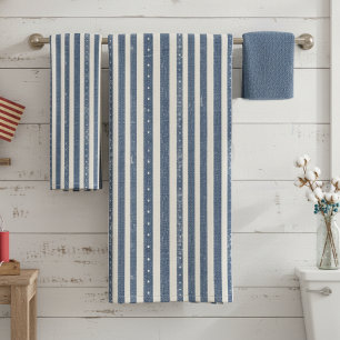 Vintage Americana Stars Stripes Pattern ID1306 Bath Towel Set