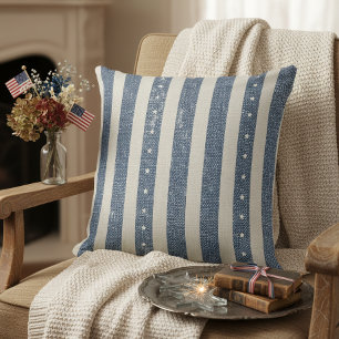 Vintage Americana Stars Stripes Pattern ID1306 Throw Pillow
