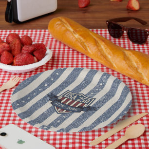 Vintage Americana Stars Stripes USA 250 ID1306 Paper Plate