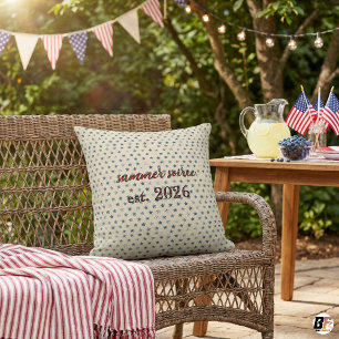 Vintage Americana Summer Soiree Custom Year Star T Throw Pillow