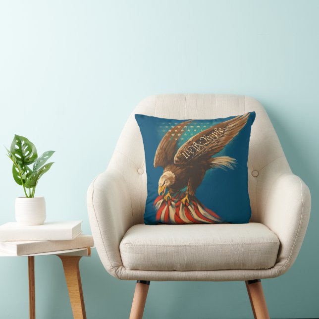 Vintage Americana Throw Pillow (Chair)