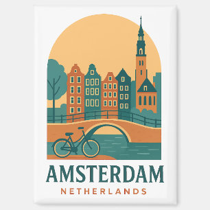 Vintage Amsterdam Magnet - Retro Netherlands 