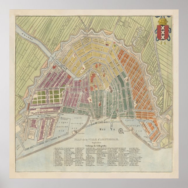 Vintage Amsterdam Map (1835) Poster (Front)