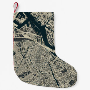 Vintage Amsterdam Map: Retro Minimalist Small Christmas Stocking