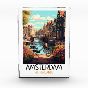 Vintage Amsterdam Netherlands Painting Photo Block