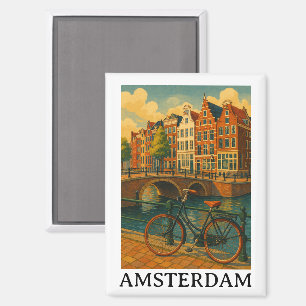 Vintage Amsterdam – Retro Travel Design Magnet