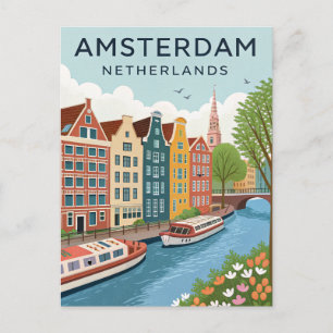 Vintage Amsterdam Travel Postcard