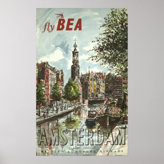 Vintage Amsterdam Travel Poster (Front)