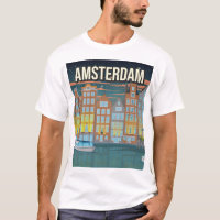 Vintage Amsterdam Travel Poster T-Shirt Night