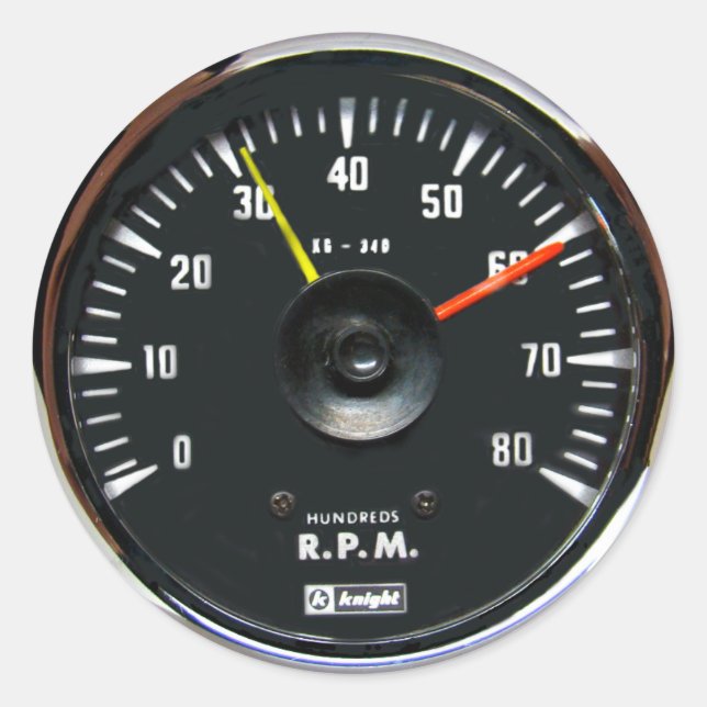 Vintage Analogue Auto Tachometer Glossy Sticker (Front)