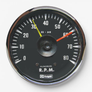 Vintage Analogue Auto Tachometer Paper Plates