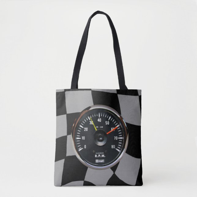 Vintage Analogue Auto Tachometer Racing Tote Bag (Front)