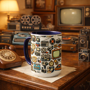 Vintage Analogue Devices Collage Pattern Mug