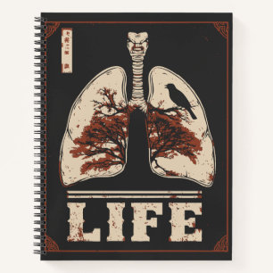 Vintage Anatomical Lungs   Breath Life Art Notebook