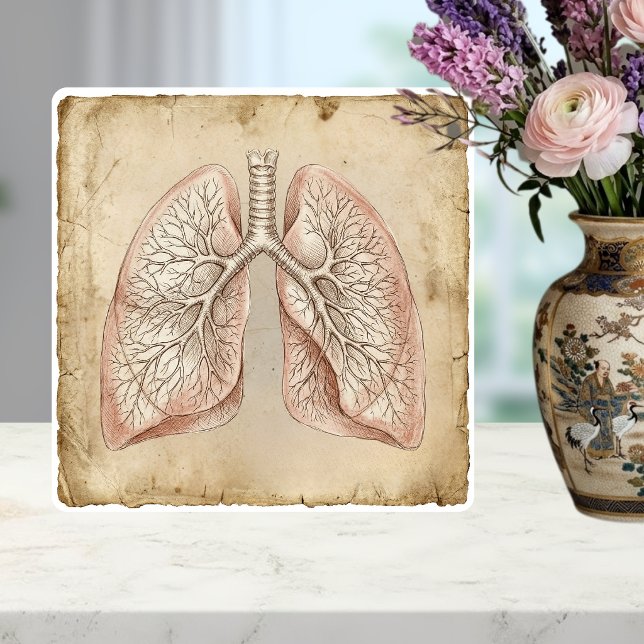 Vintage Anatomical Lungs Illustration Sketch Tile (Creator Uploaded)