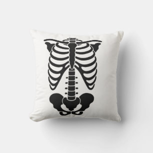 Vintage Anatomical Skeleton Ribcage Graphic Gothic Throw Pillow