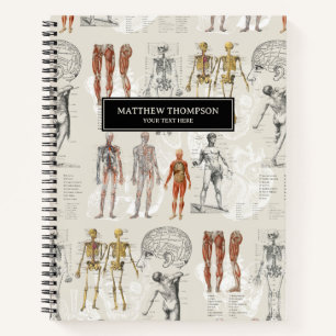 Vintage Anatomy Biology Art Collage  Notebook