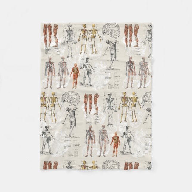 Vintage Anatomy Biology Illustrations Fleece Blanket (Front)