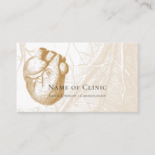 Vintage Anatomy Human Heart Cardiologist Reminder Appointment Card (Front)