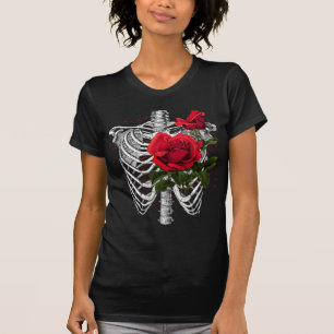 Vintage Anatomy Ribs with Flowers T-Shirt
