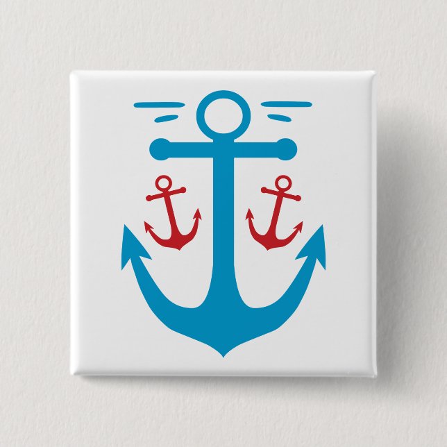 Vintage Anchor 2 Inch Square Button (Front)