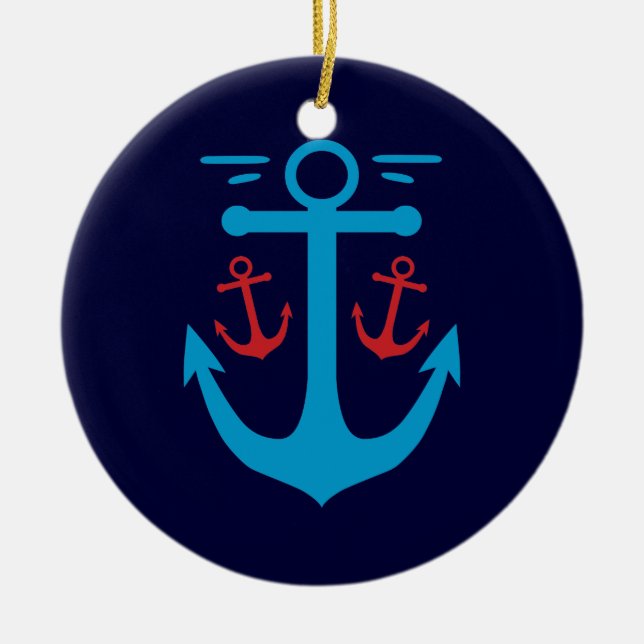 Vintage Anchor Ceramic Ornament (Front)