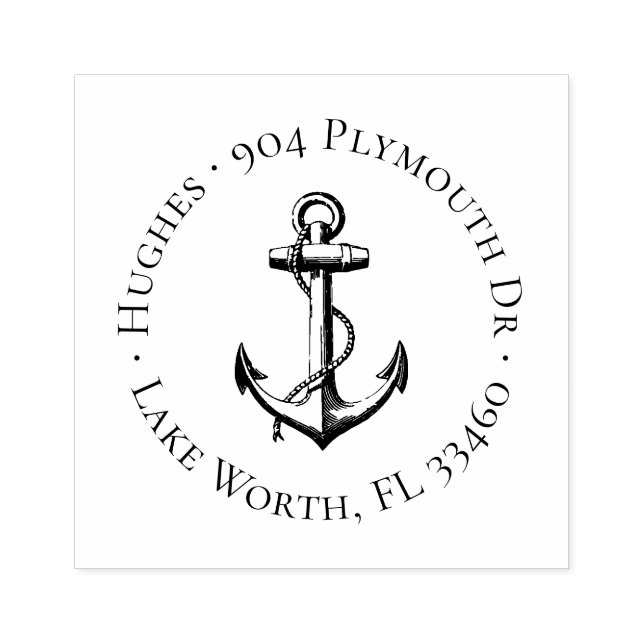 Vintage Anchor Circle Address Stamp (Imprint)