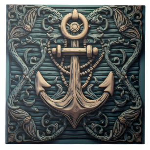 Vintage Anchor Marine Themed Tile