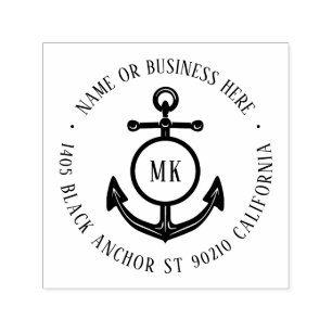 Vintage Anchor Monogram Name Return Address Self-inking Stamp