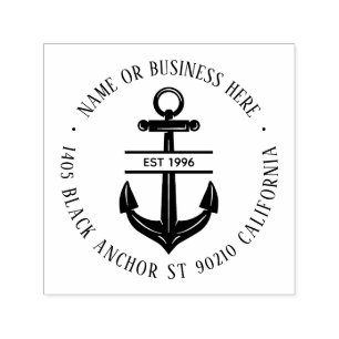 Vintage Anchor Nautical Sailor Name Return Address Self-inking Stamp