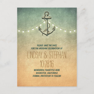 vintage anchor nautical save the date postcards