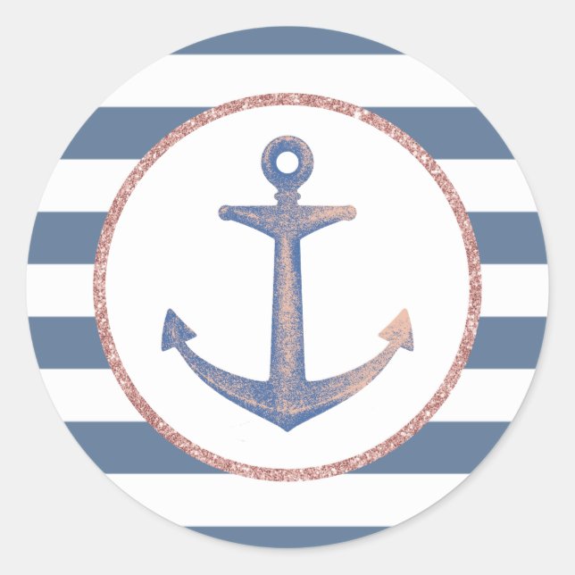 Vintage Anchor Nautical Stripes Envelope Seal (Front)