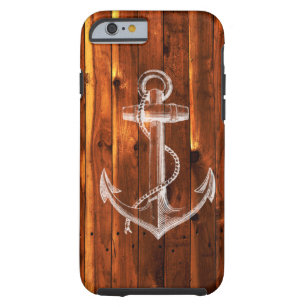 Vintage Anchor on Dark Wood Boards Tough iPhone 6 Case