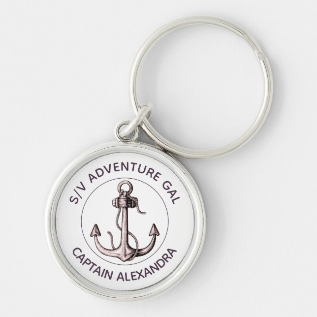 Vintage Anchor with Boat Captain's Name Keychain (Front)