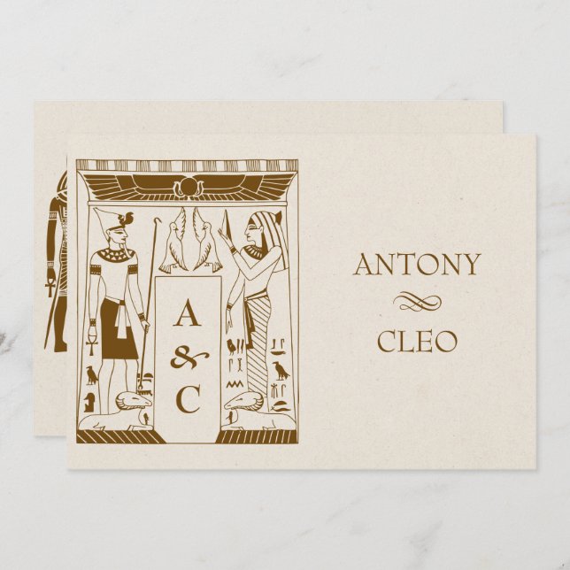 Vintage Ancient Egyptian wedding Invitation (Front/Back)
