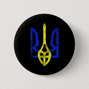 Vintage Ancient Tryzub Ukrainian Symbol Ukraine Fl 2 Inch Round Button