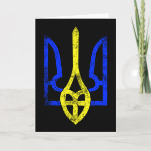 Vintage Ancient Tryzub Ukrainian Symbol Ukraine Fl Card