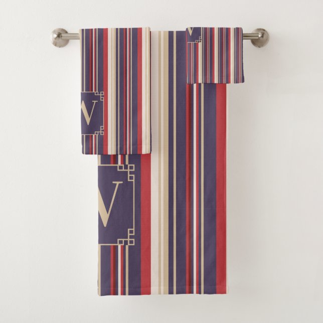 Vintage and Bold Inspired Stripes Bath Towel Set (Insitu)