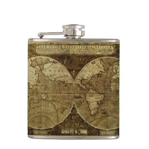 Vintage and Classic old world Maps the Globe Hip Flask